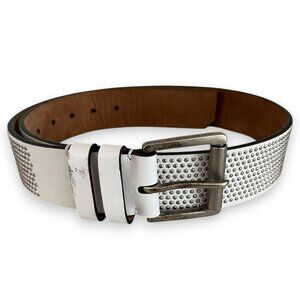 Jimmy Choo White Silver Studded Belt, Size 85